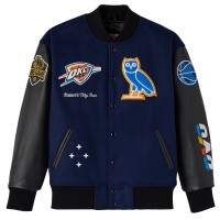 Куртка Oklahoma City Thunder OVO x NBA Navy Full-Snap Varsity