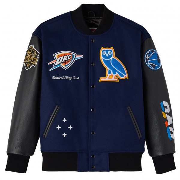 Куртка Oklahoma City Thunder OVO x NBA Navy Full-Snap Varsity