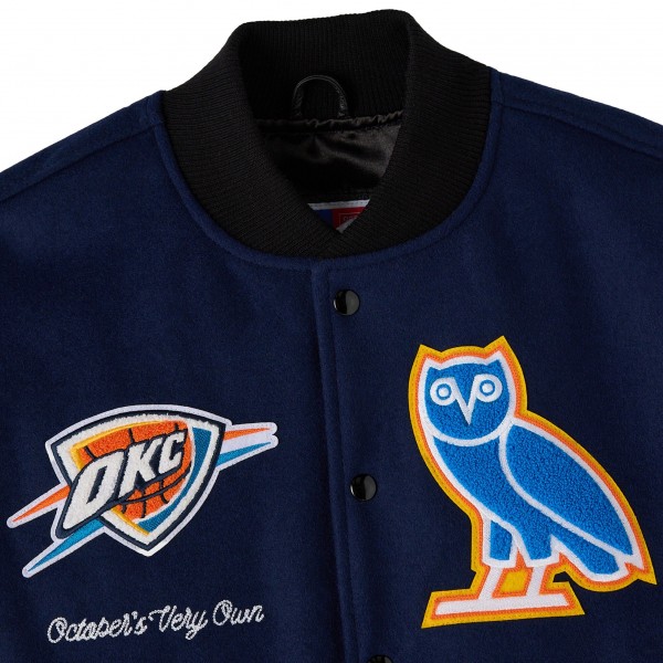 Куртка Oklahoma City Thunder OVO x NBA Navy Full-Snap Varsity