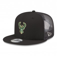 Бейсболка Milwaukee Bucks New Era Black Core Logo Meshback 9FIFTY Snapback