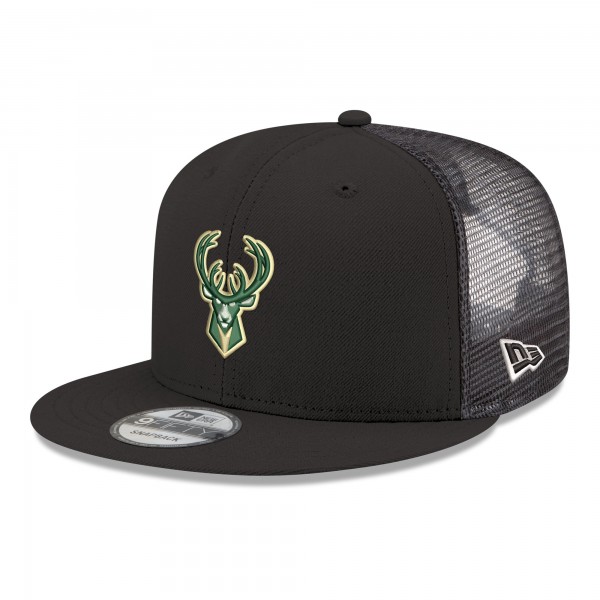 Бейсболка Milwaukee Bucks New Era Black Core Logo Meshback 9FIFTY Snapback