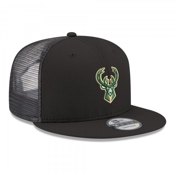 Бейсболка Milwaukee Bucks New Era Black Core Logo Meshback 9FIFTY Snapback