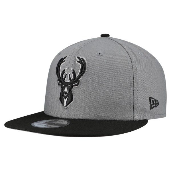 Бейсболка Milwaukee Bucks New Era Gray Core Logo Storm Gray Two-Tone 9FIFTY Snapback