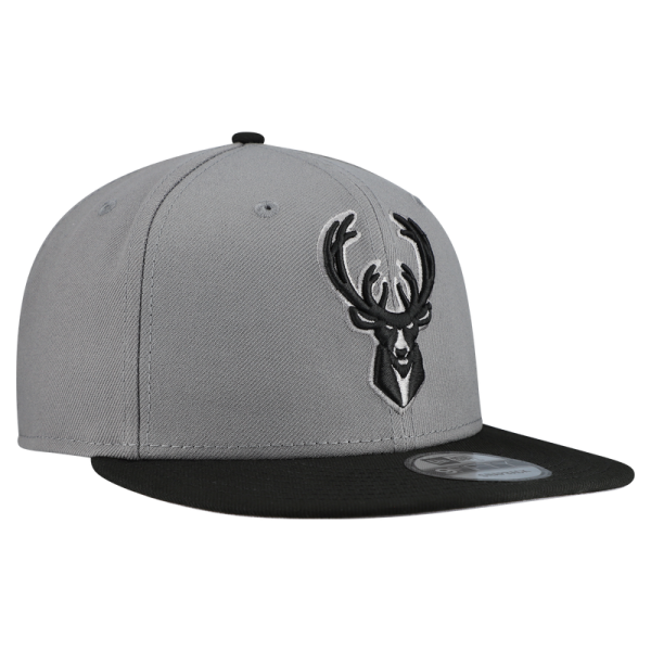 Бейсболка Milwaukee Bucks New Era Gray Core Logo Storm Gray Two-Tone 9FIFTY Snapback