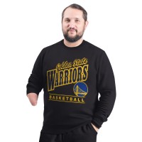 Golden State Warriors G-III Sports by Carl Banks Black Adaptive Headliner Fleece Crewneck Sweatshirt