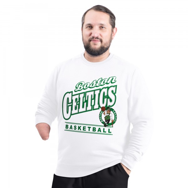 Boston Celtics G-III Sports by Carl Banks White Adaptive Headliner Fleece Crewneck Sweatshirt