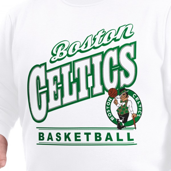 Boston Celtics G-III Sports by Carl Banks White Adaptive Headliner Fleece Crewneck Sweatshirt
