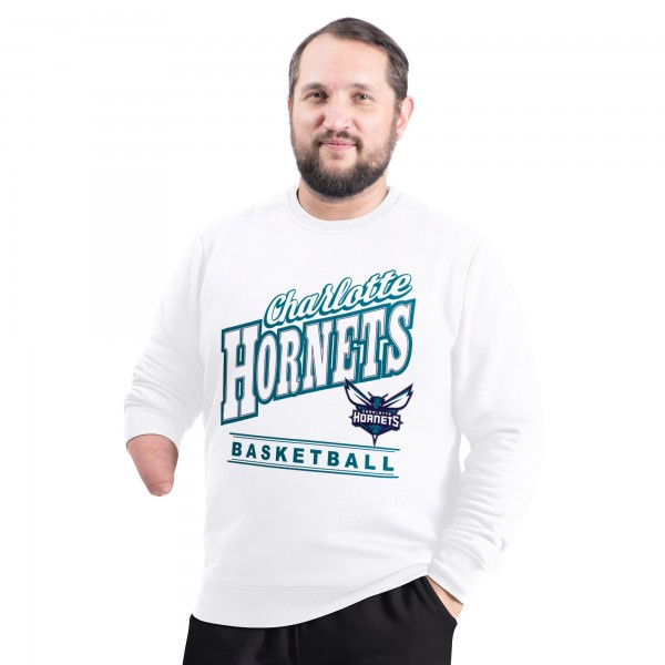 Charlotte Hornets G-III Sports by Carl Banks White Adaptive Headliner Fleece Crewneck Sweatshirt