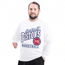 Detroit Pistons G-III Sports by Carl Banks White Adaptive Headliner Fleece Crewneck Sweatshirt