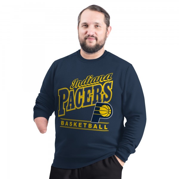 Indiana Pacers G-III Sports by Carl Banks Navy Adaptive Headliner Fleece Crewneck Sweatshirt