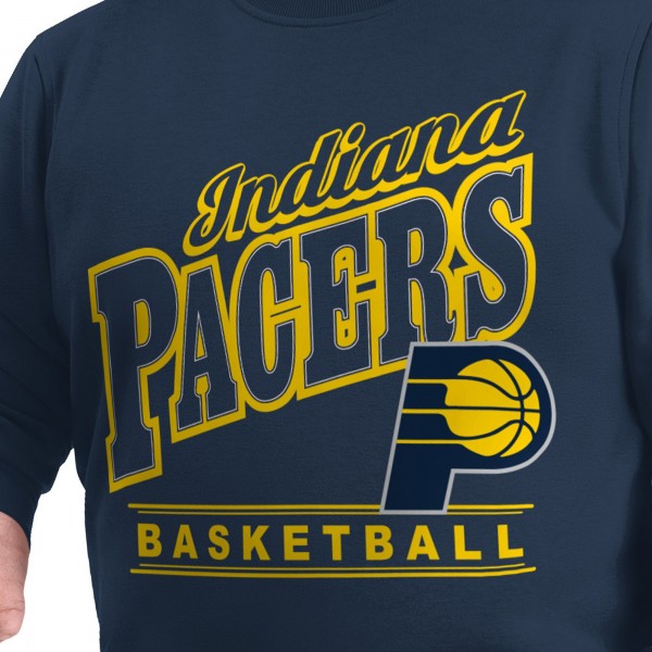 Indiana Pacers G-III Sports by Carl Banks Navy Adaptive Headliner Fleece Crewneck Sweatshirt