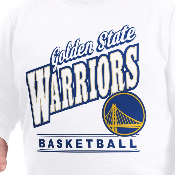 Golden State Warriors G-III Sports by Carl Banks White Adaptive Headliner Fleece Crewneck Sweatshirt