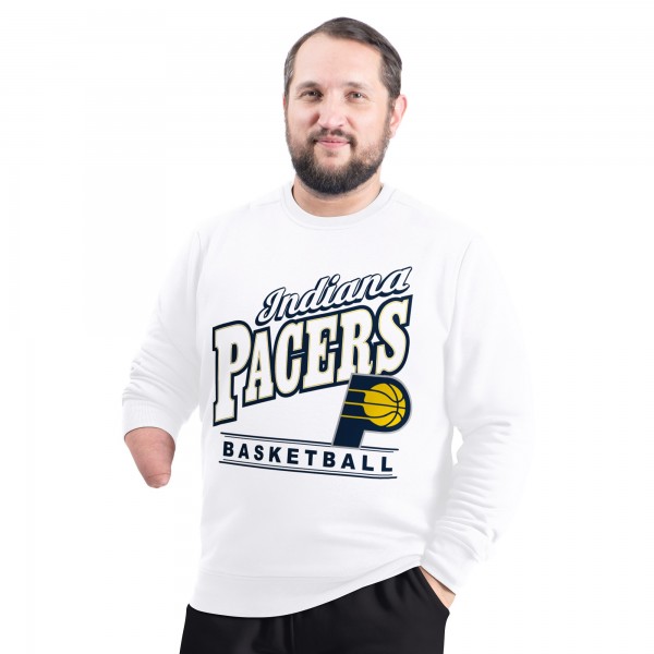 Indiana Pacers G-III Sports by Carl Banks White Adaptive Headliner Fleece Crewneck Sweatshirt