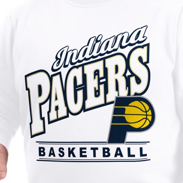 Indiana Pacers G-III Sports by Carl Banks White Adaptive Headliner Fleece Crewneck Sweatshirt