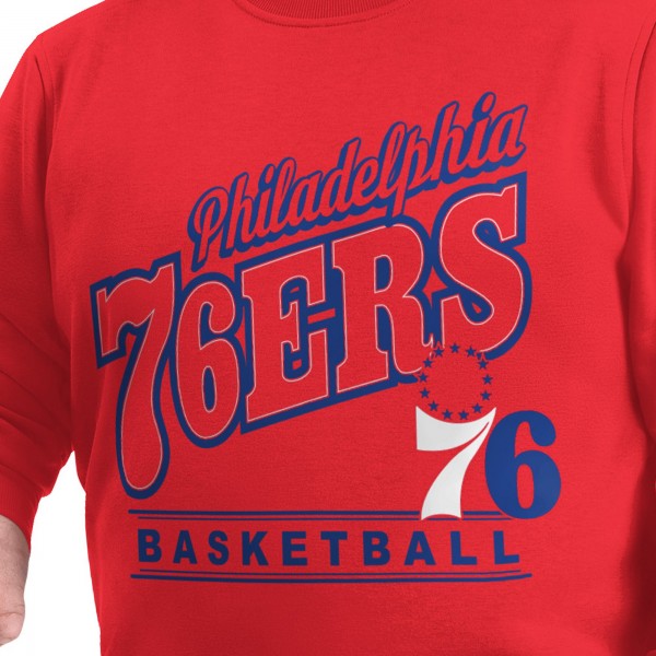 Philadelphia 76ers G-III Sports by Carl Banks Red Adaptive Headliner Fleece Crewneck Sweatshirt