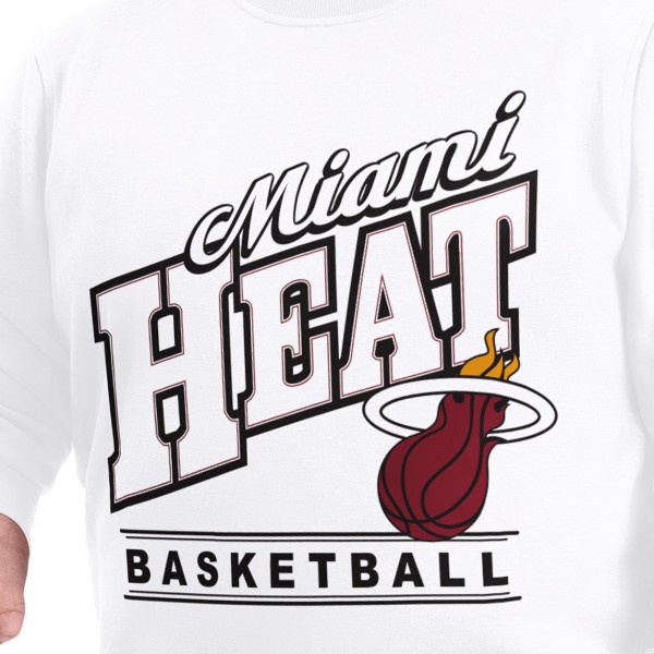 Miami Heat G-III Sports by Carl Banks White Adaptive Headliner Fleece Crewneck Sweatshirt