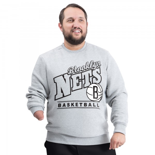 Brooklyn Nets G-III Sports by Carl Banks Gray Adaptive Headliner Fleece Crewneck Sweatshirt