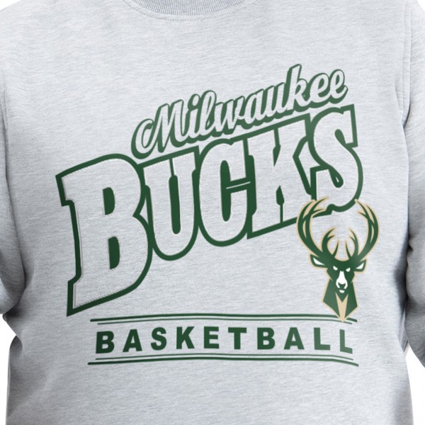 Milwaukee Bucks G-III Sports by Carl Banks Gray Adaptive Headliner Fleece Crewneck Sweatshirt