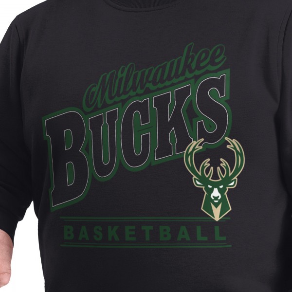 Milwaukee Bucks G-III Sports by Carl Banks Black Adaptive Headliner Fleece Crewneck Sweatshirt