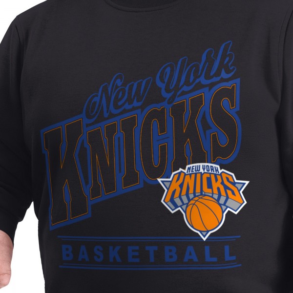 New York Knicks G-III Sports by Carl Banks Black Adaptive Headliner Fleece Crewneck Sweatshirt