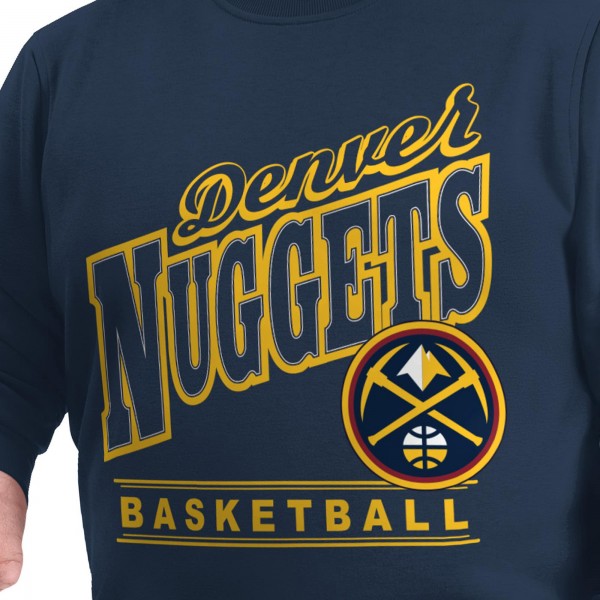 Кофта Denver Nuggets G-III Sports by Carl Banks Navy Adaptive Headliner Fleece Crewneck