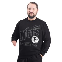 Brooklyn Nets G-III Sports by Carl Banks Black Adaptive Headliner Fleece Crewneck Sweatshirt