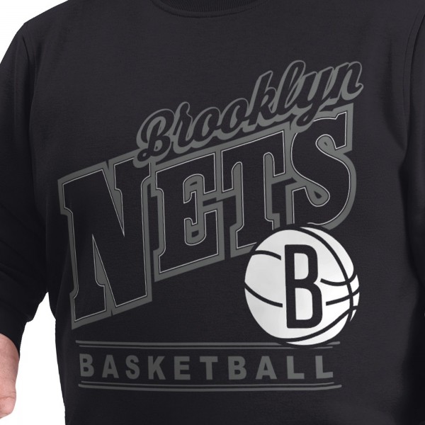 Brooklyn Nets G-III Sports by Carl Banks Black Adaptive Headliner Fleece Crewneck Sweatshirt