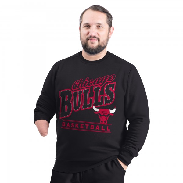 Кофта Chicago Bulls G-III Sports by Carl Banks Black Adaptive Headliner Fleece Crewneck