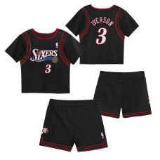 Футболка Preschool Philadelphia 76ers Allen Iverson Mitchell & Ness Black Play by Place Two-Pack & Shorts Set