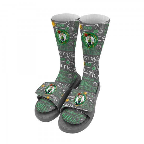 Подростковая Boston Celtics ISlide Chalk Socks & Slide Sandals Bundle