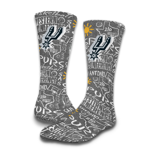 Unisex San Antonio Spurs ISlide Chalk Socks & Slide Sandals Bundle
