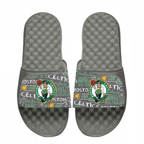 Unisex Boston Celtics ISlide Chalk Socks & Slide Sandals Bundle