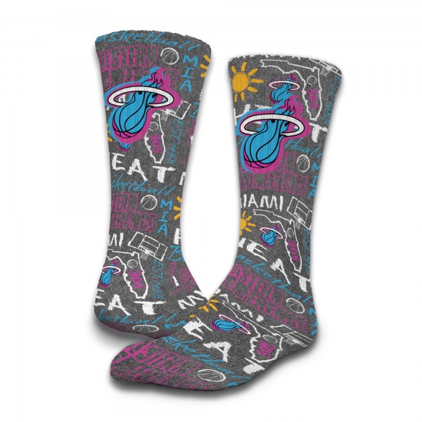 Unisex Miami Heat ISlide Chalk Socks & Slide Sandals Bundle