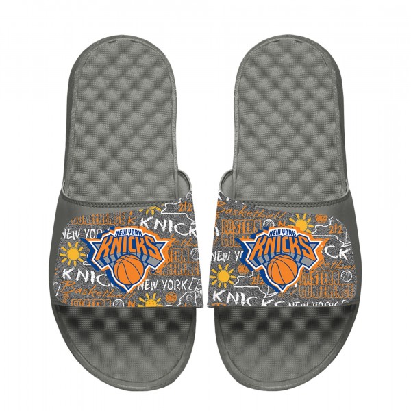 Unisex New York Knicks ISlide Chalk Socks & Slide Sandals Bundle