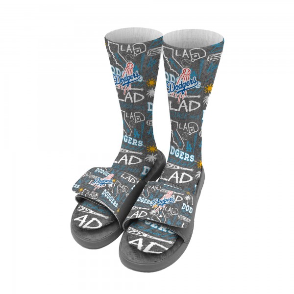 Unisex Los Angeles Dodgers ISlide Chalk Socks & Slide Sandals Bundle