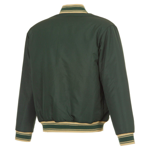 Milwaukee Bucks JH Design Cream/Hunter Green Reversible Full-Zip Flight Jacket