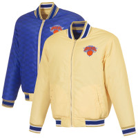 Куртка New York Knicks JH Design Cream/Blue Reversible Full-Zip Flight