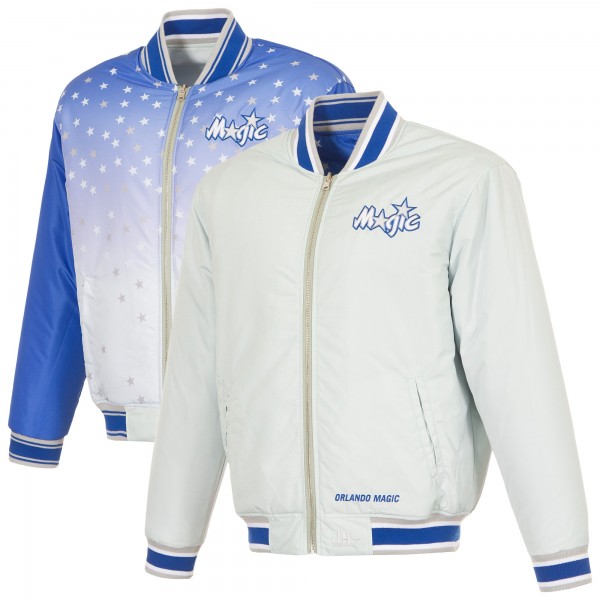 Orlando Magic JH Design White/Blue Reversible Full-Zip Flight Jacket