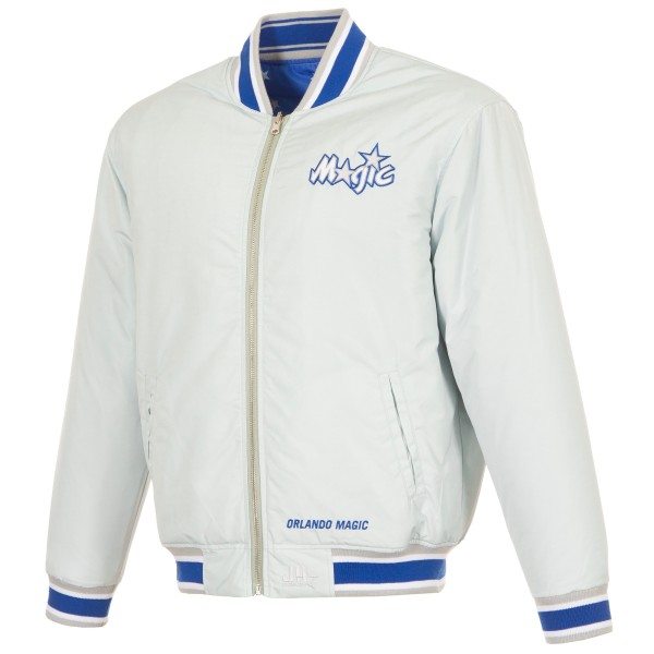 Orlando Magic JH Design White/Blue Reversible Full-Zip Flight Jacket