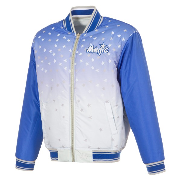 Orlando Magic JH Design White/Blue Reversible Full-Zip Flight Jacket