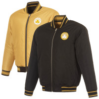 Boston Celtics JH Design Black/Gold Reversible Full-Zip Flight Jacket
