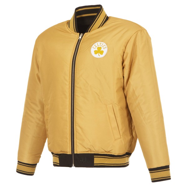 Boston Celtics JH Design Black/Gold Reversible Full-Zip Flight Jacket