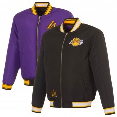 Los Angeles Lakers JH Design Black/Purple Reversible Full-Zip Flight Jacket