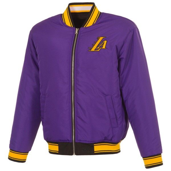 Los Angeles Lakers JH Design Black/Purple Reversible Full-Zip Flight Jacket