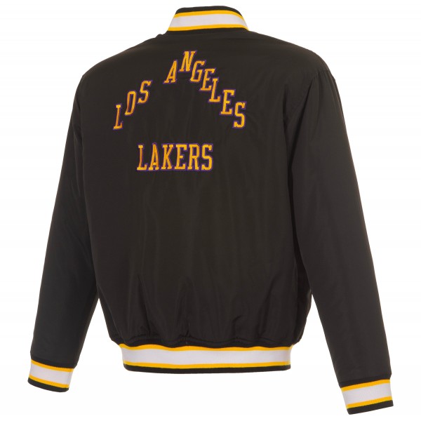 Los Angeles Lakers JH Design Black/Purple Reversible Full-Zip Flight Jacket