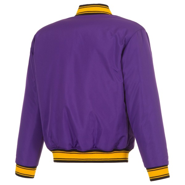 Los Angeles Lakers JH Design Black/Purple Reversible Full-Zip Flight Jacket