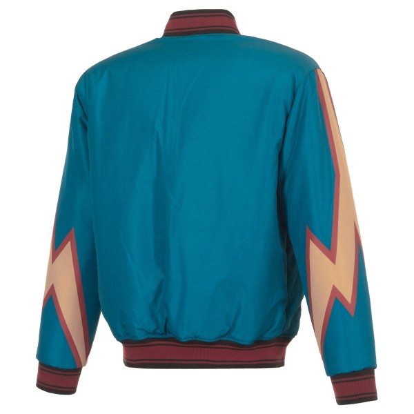 Detroit Pistons JH Design Black/Teal Reversible Full-Zip Flight Jacket