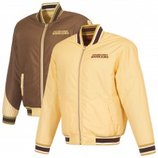 Golden State Warriors JH Design Cream/Brown Reversible Full-Zip Flight Jacket