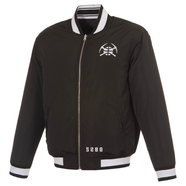 Denver Nuggets JH Design Black Reversible Full-Zip Flight Jacket