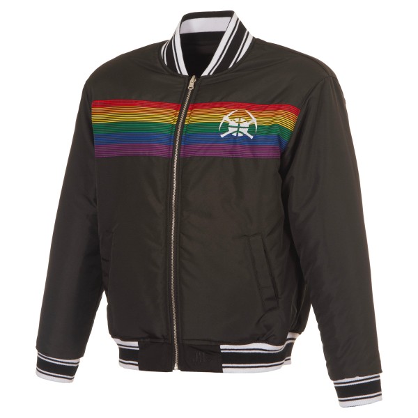 Denver Nuggets JH Design Black Reversible Full-Zip Flight Jacket
